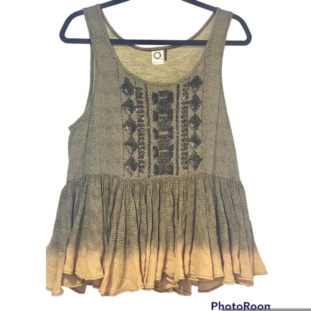 Anthropologie Akemi + Kin Hand-Beaded Swing Tank Peplum Ruffle Size M - Picture 11 of 11